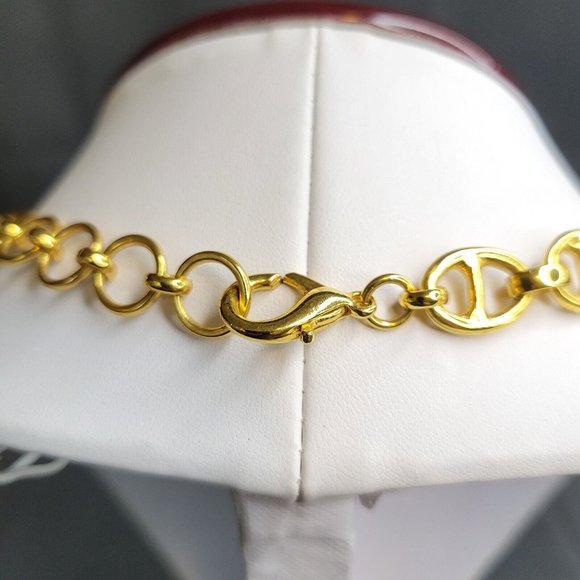 Nicky Butler Gold Tone Anchor Chain Necklace Medallion Coin Pendant 20" - Picture 5 of 8